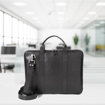 Park Avenue Onyx Leather Laptop Briefcase